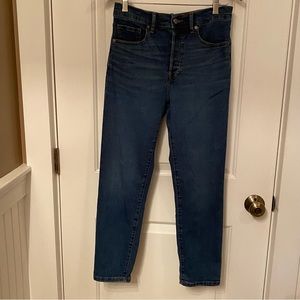 EVERLANE JEANS HIGH RISE SLIM STRAIGHT 7/8 ANKLE MEDIUM BLUE WASH BUTTON FLY 28W